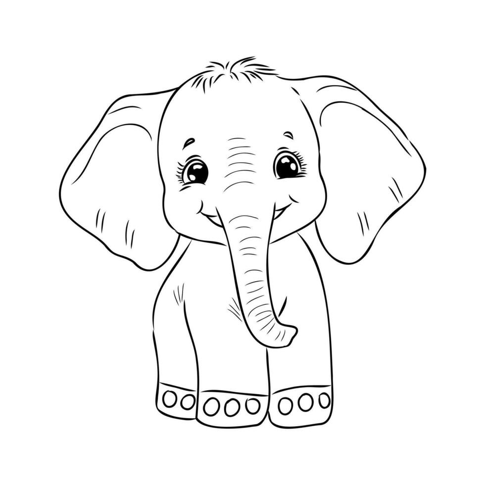 dessin animé l'éléphant esquisser vecteur