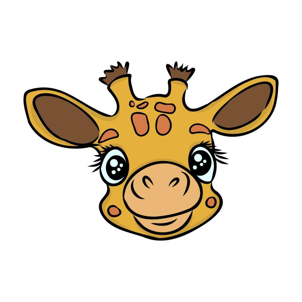 dessin animé girafe esquisser vecteur