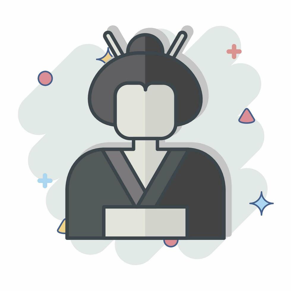 icône geisha. en relation à Sakura Festival symbole. bande dessinée style. Facile conception modifiable. Facile illustration vecteur
