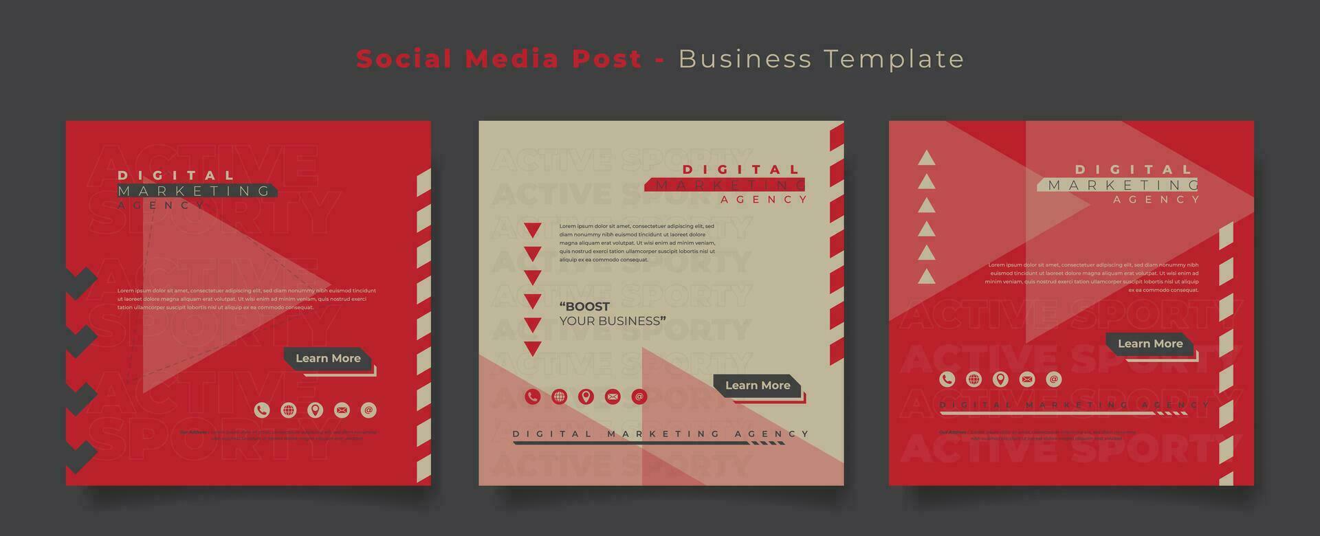 social médias Publier modèle dans plat rouge et crème Contexte conception pour numérique publicité conception vecteur