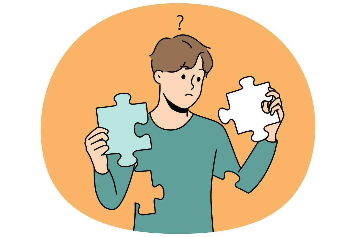 confus homme avec puzzles dans mains reconstruire personnalité vecteur