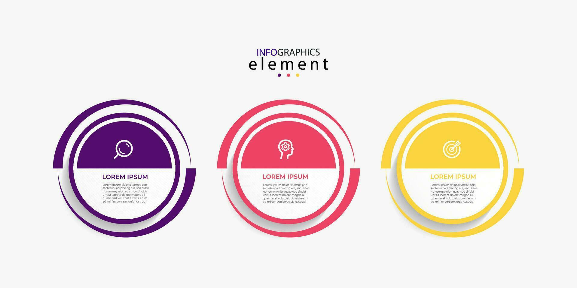 vecteur de modèle de conception d'infographie d'entreprise moderne avec des icônes et 3 options ou étapes. peut être utilisé pour le diagramme de processus, les présentations, la mise en page du flux de travail, la bannière, l'organigramme, le graphique d'informations.eps10 vecteur