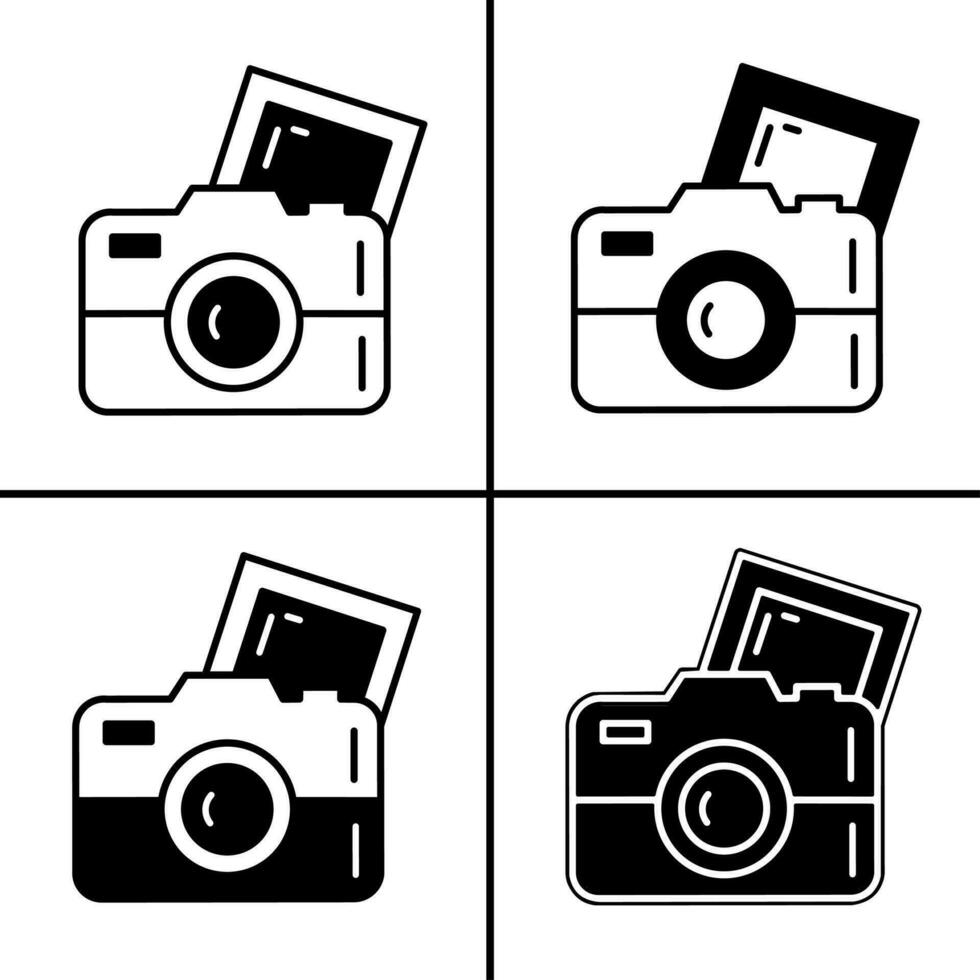 vecteur noir et blanc illustration de caméra icône pour entreprise. Stock vecteur conception.