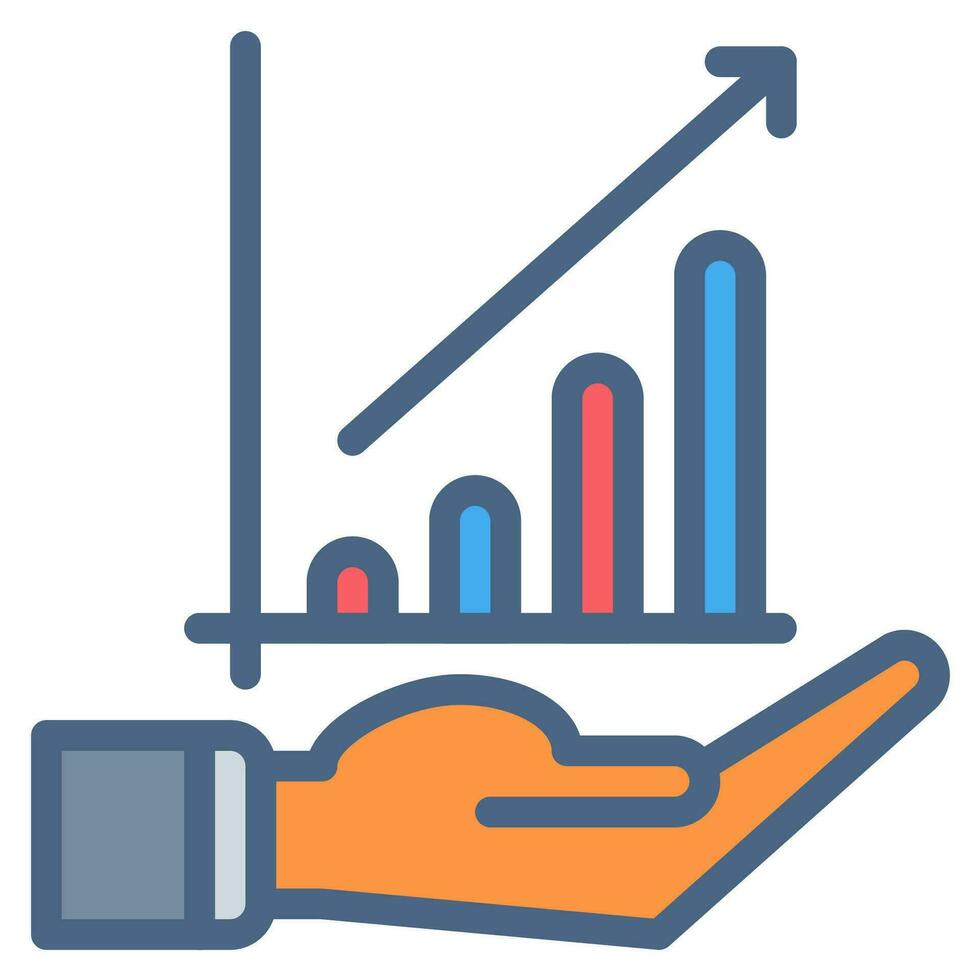 croissance graphique bar et main icône contour noir style. affaires et la finance Icônes vecteur
