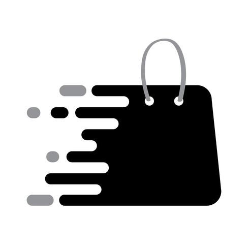 Icône de sac à provisions logo Abstrack noir avec plack pour votre texte, vecteur isolé sur fond blanc, illustration