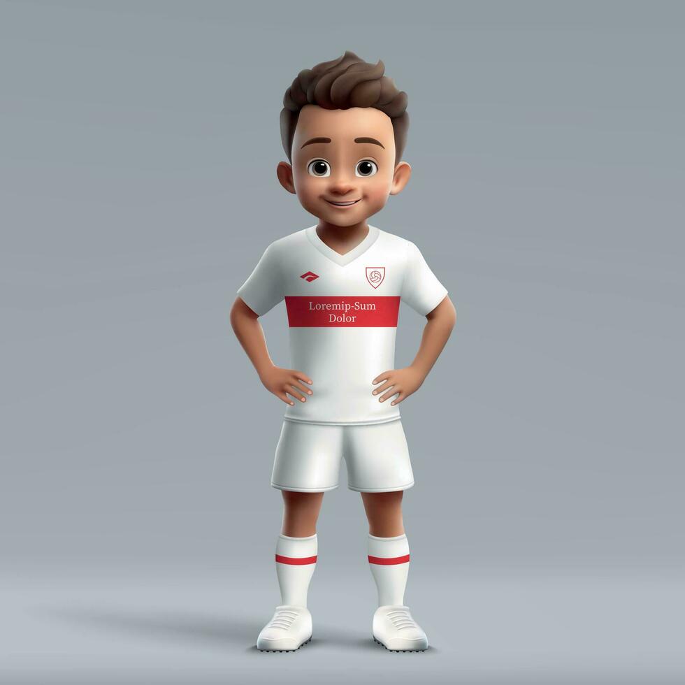 3d dessin animé mignonne Jeune football joueur dans Football uniforme vecteur