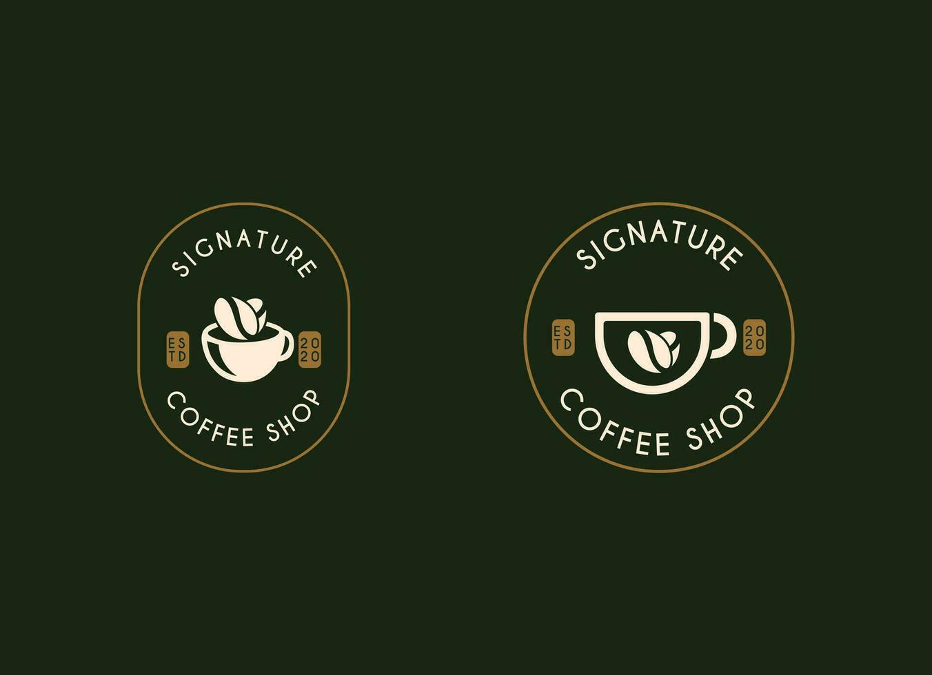 Signature café magasin logo. ancien café magasin logo conception vecteur