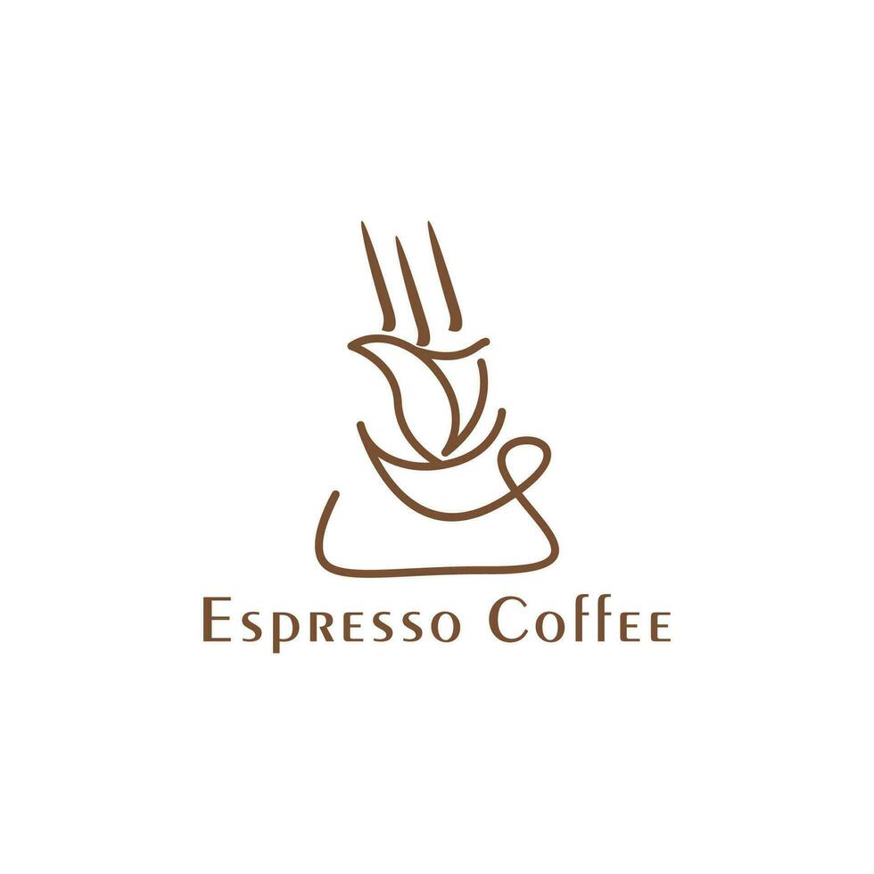 café expresso bâtiments logo et boisson tasse vecteur