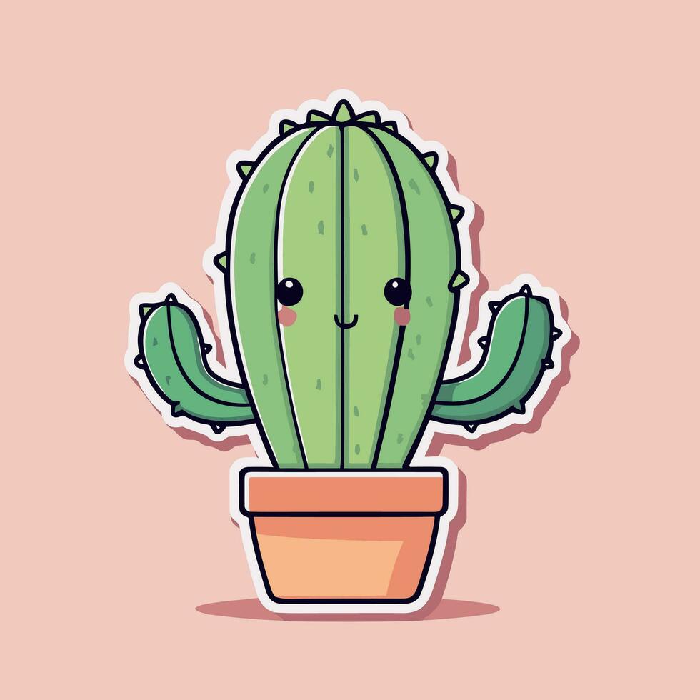 mignonne kawaii cactus dessin animé illustration vecteur