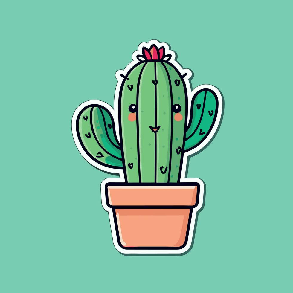 mignonne kawaii cactus dessin animé illustration vecteur