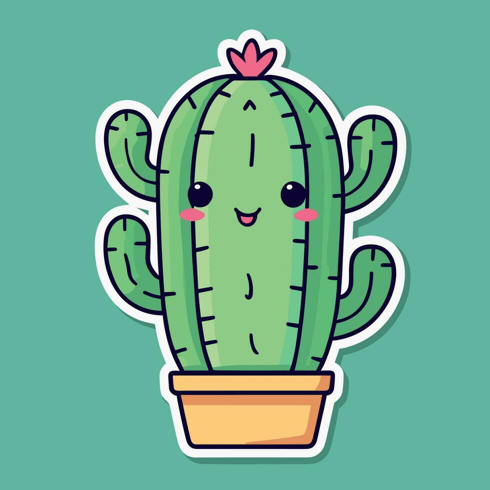 mignonne kawaii cactus dessin animé illustration vecteur