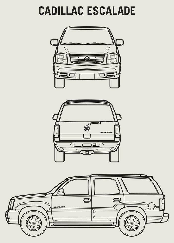 2006 Cadillac escalade voiture plan vecteur