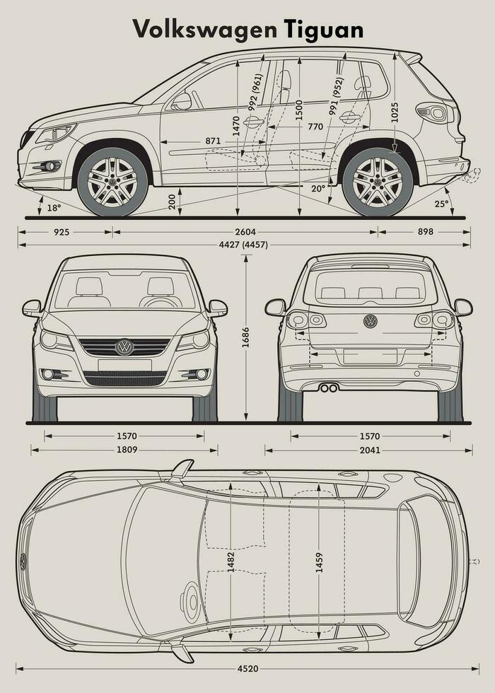 2010 vw tigre voiture plan vecteur