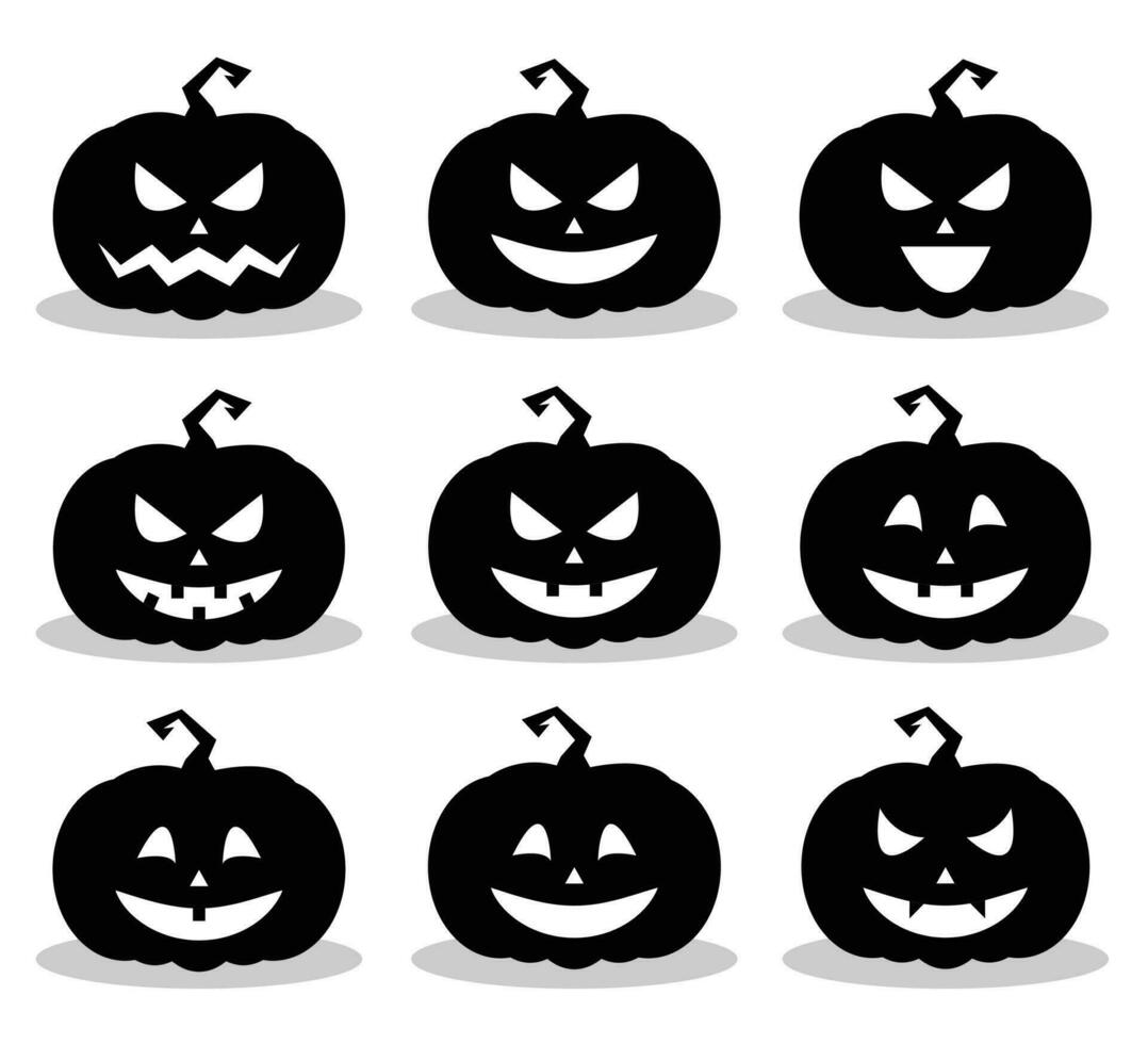 ilustration de Halloween citrouille icône avec divers faciale expressions vecteur