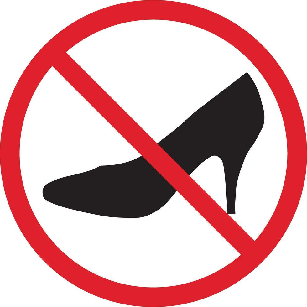 non haute talons icône . non aux femmes chaussure icône vecteur . non femmes signe