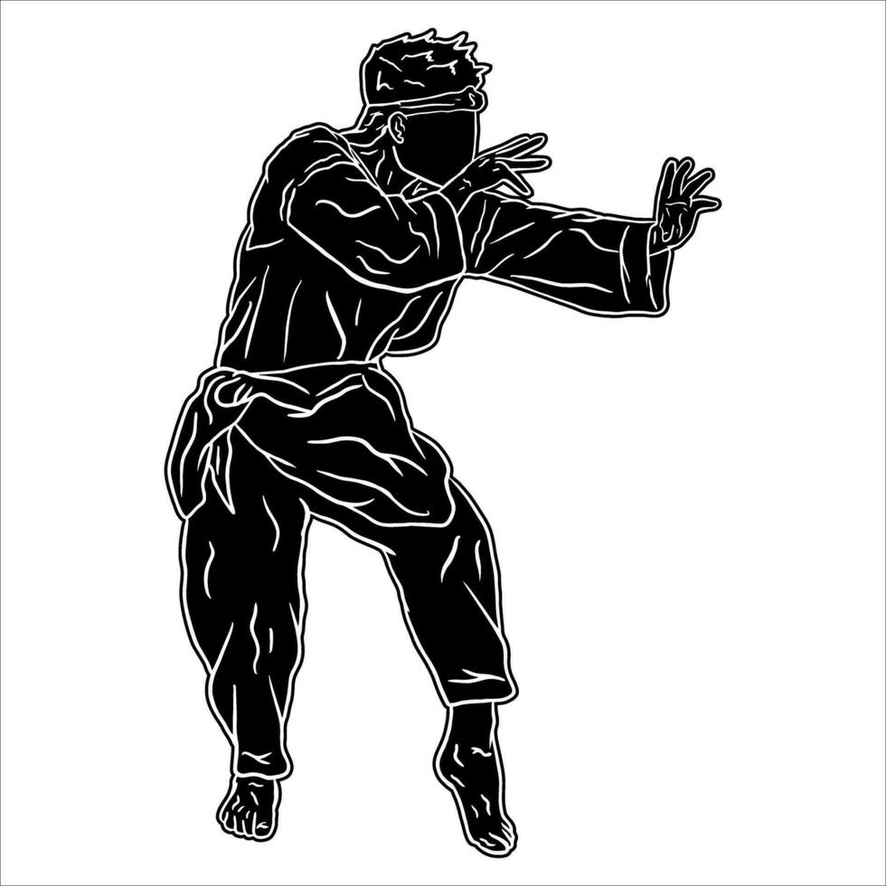 silhouette pencak silat vecteur