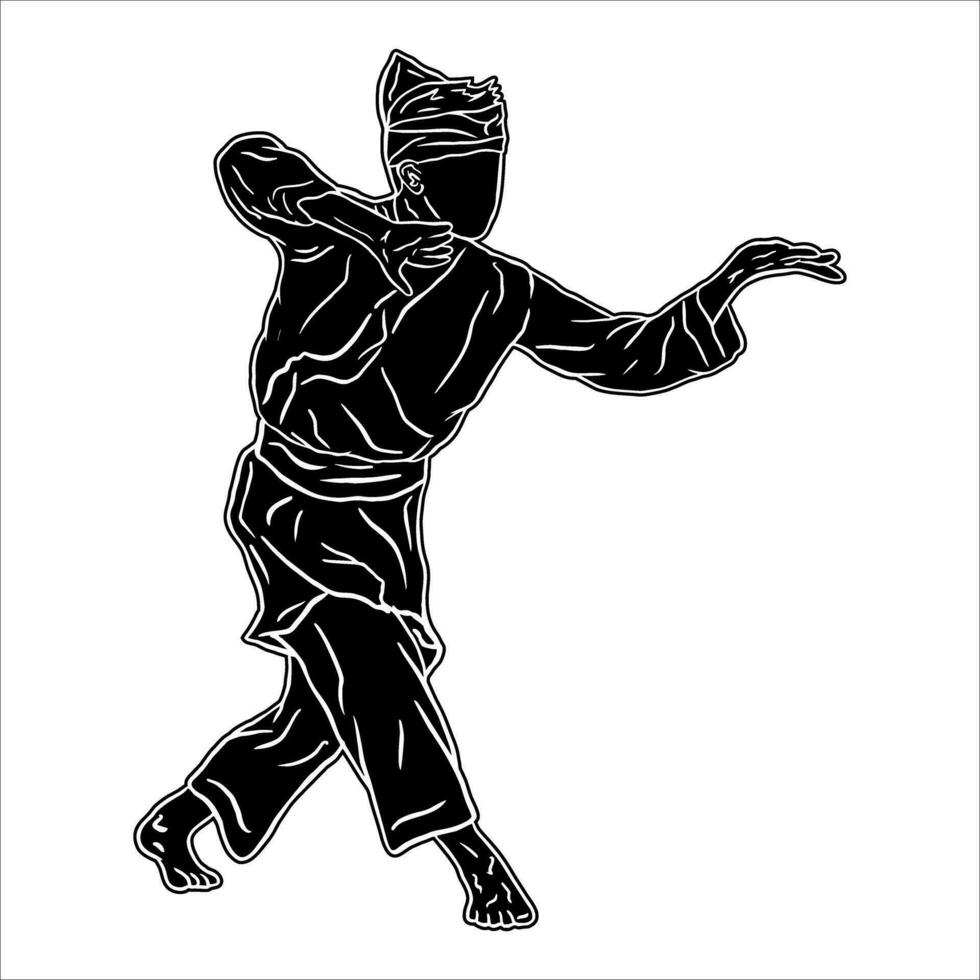 silhouette pencak silat vecteur