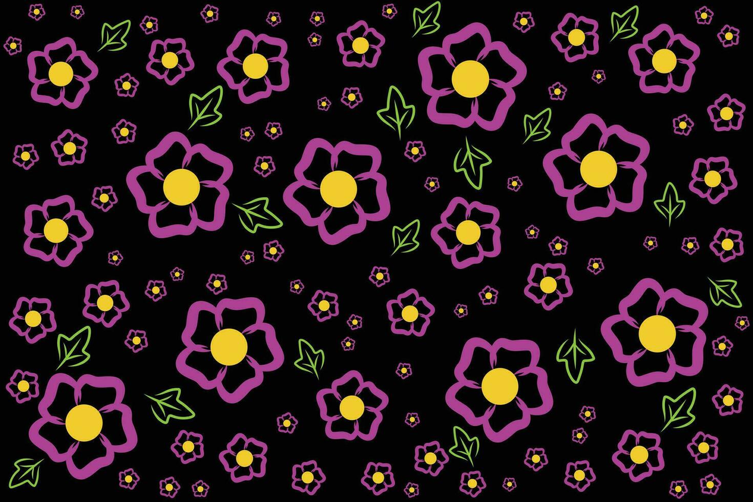 illustration de abstrait fleur avec feuille sur noir Contexte. vecteur