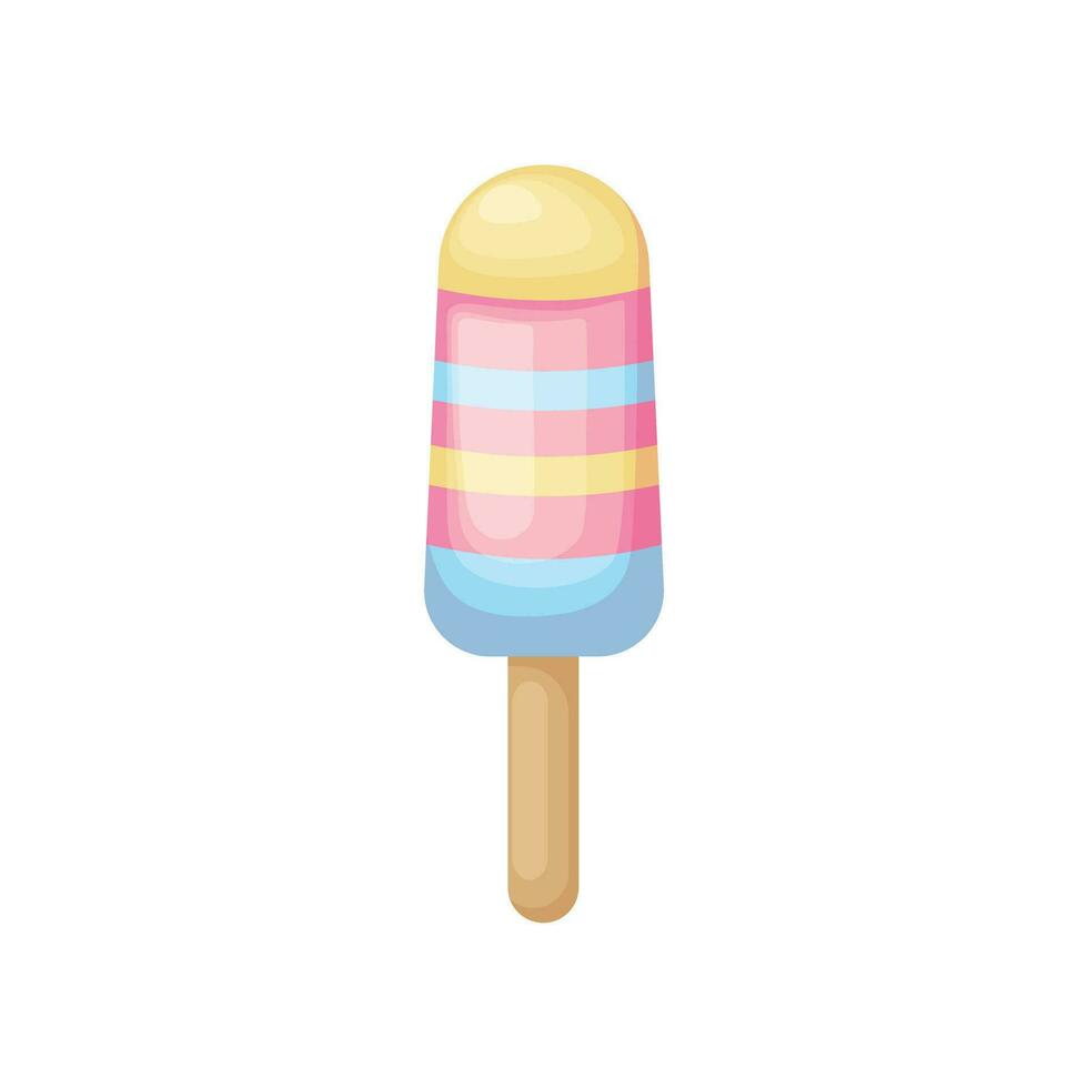 la glace crème. popsicle sur une bâton. coloré fruit la glace crème dans dessin animé style. congelé dessert. vecteur illustration isolé sur une blanc Contexte