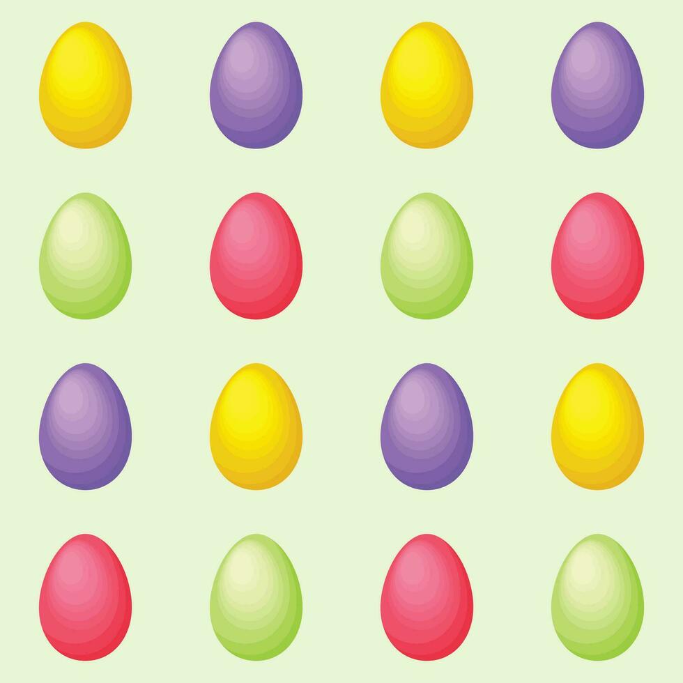 sans couture modèle. modèle avec Pâques des œufs. Pâques des œufs de différent couleurs sur une vert Contexte. Pâques modèle pour le imprimer. vecteur