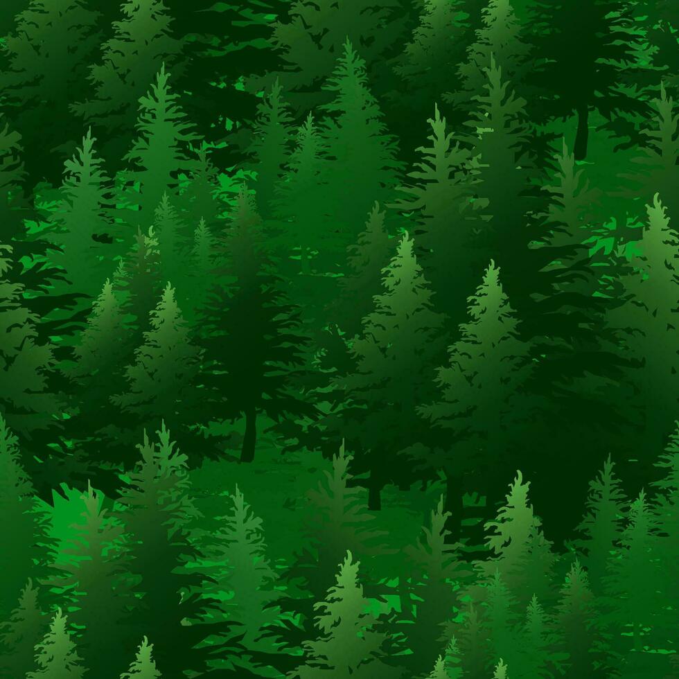 forêt panorama voir. pin arbre paysage vecteur illustration. épicéa silhouette.