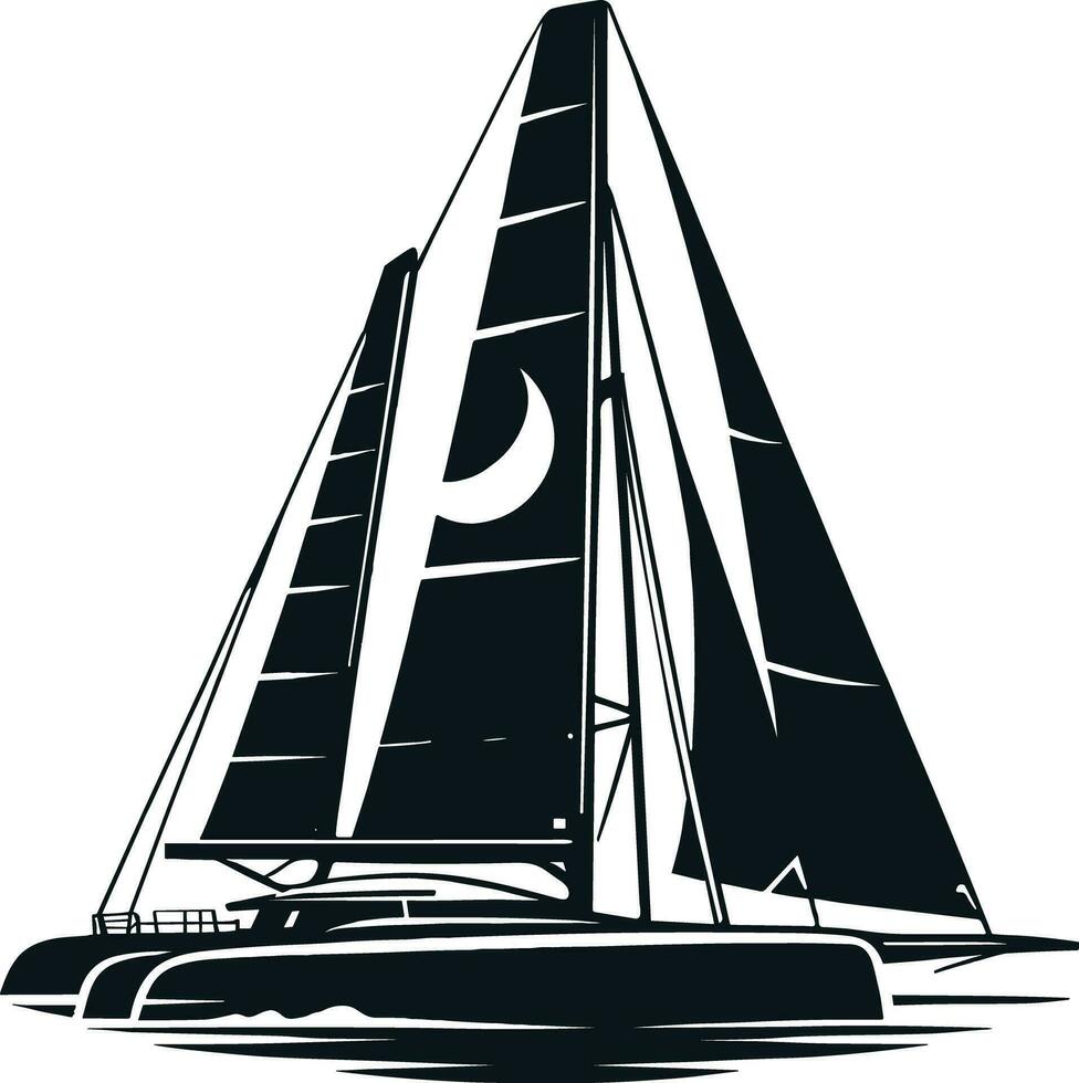 ai généré voile bateaux silhouette illustration pro vecteur