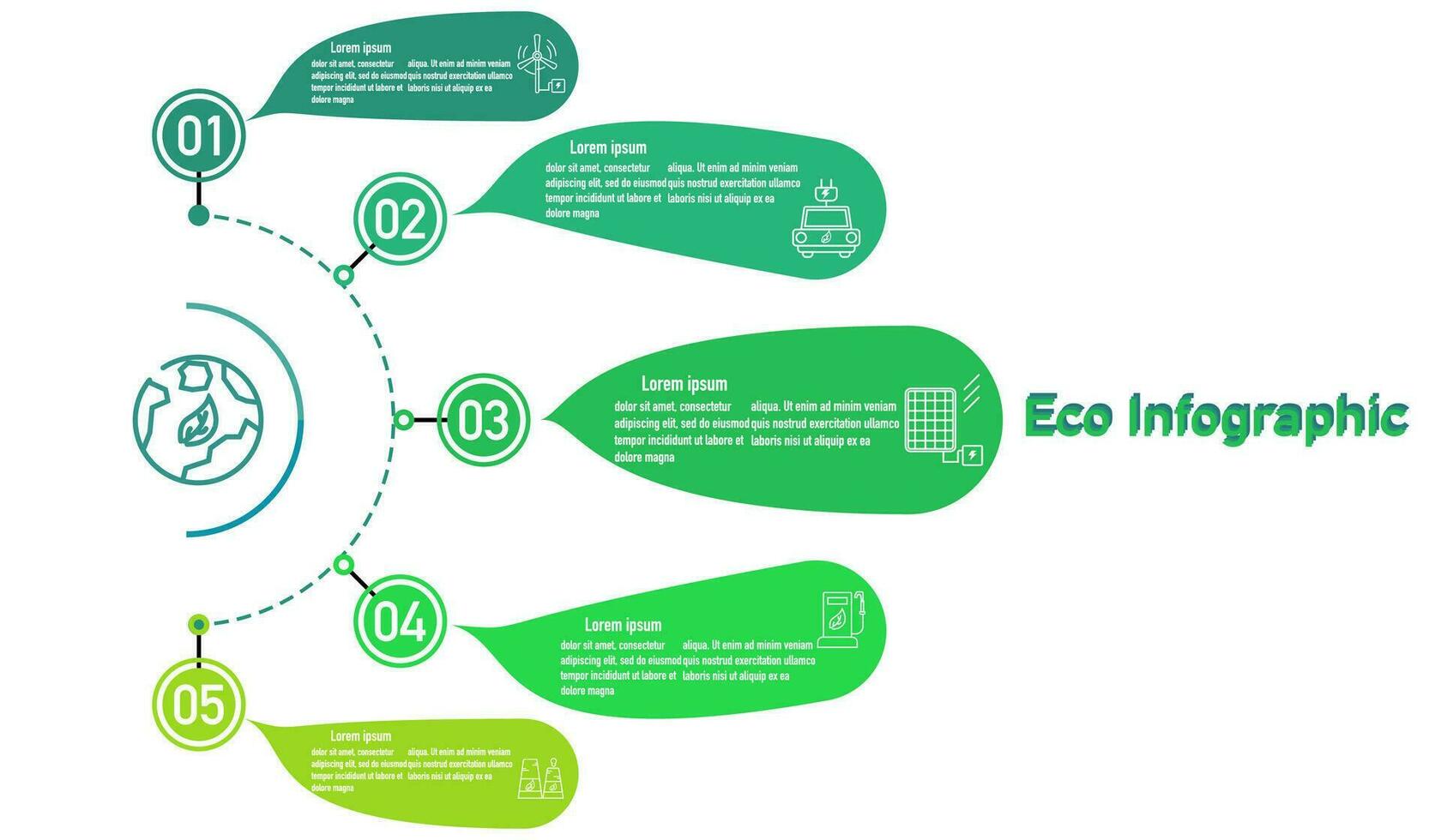 infographie renouvelable énergie modèle pour énergie consommation durable information présentation. vecteur éléments étape éco vert flux de travail diagrammes. rapport plan 5 les sujets