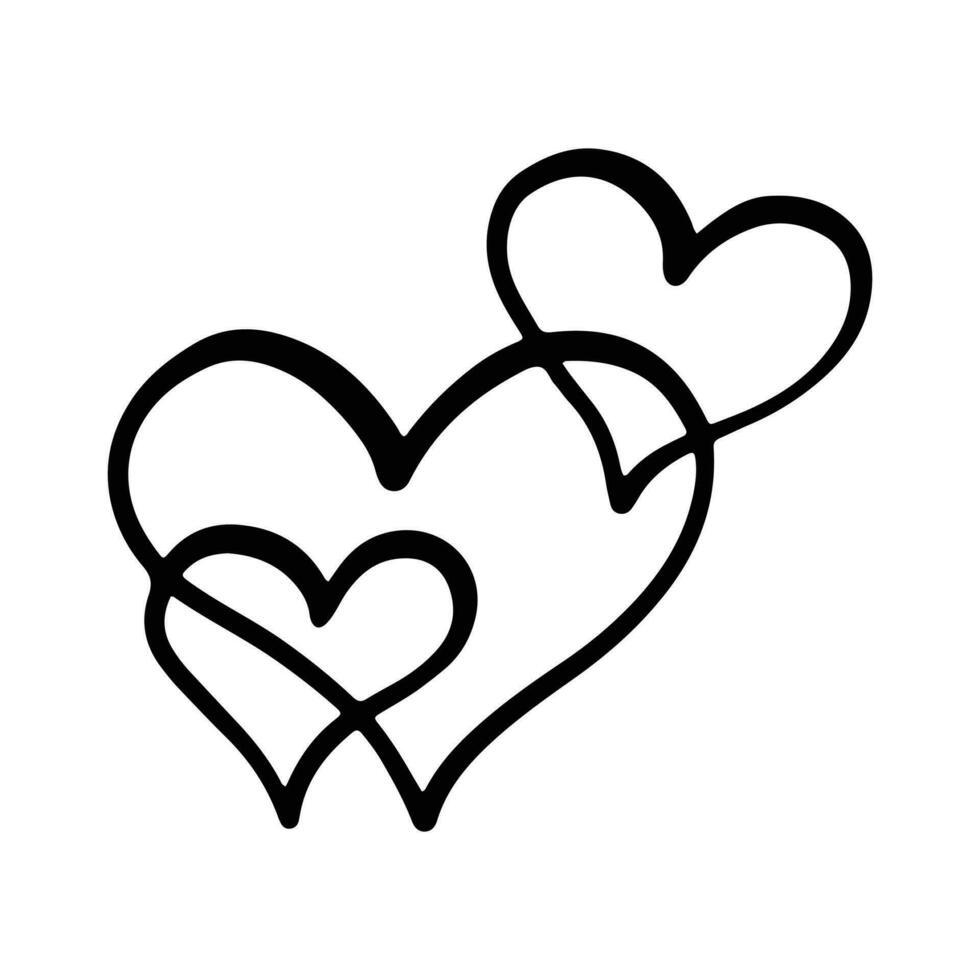 cœur griffonnage dessin animé élément pour l'amour cartes, faire-part, ou la Saint-Valentin journée décoration isolé dans blanc Contexte vecteur