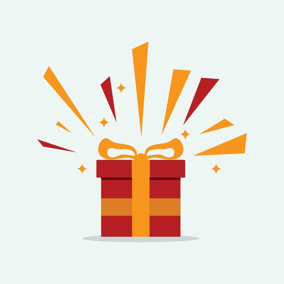 rouge cadeau surprise boîte, adapté pour anniversaire cadeau, spécial emballer, cadeau, la magie boîte, style icône vecteur illustration