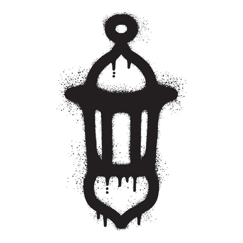 Ramadan lanterne graffiti tiré avec noir vaporisateur peindre vecteur