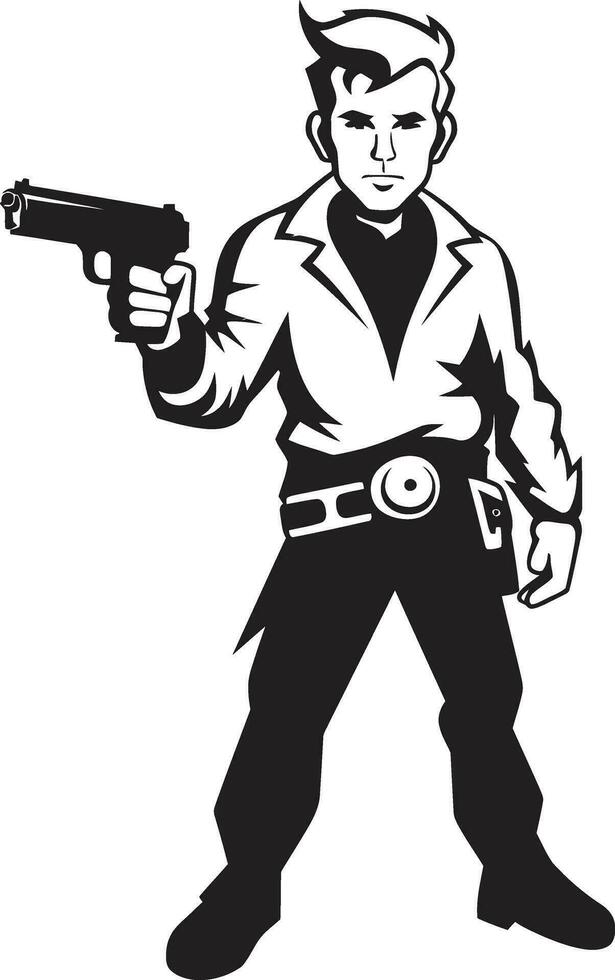 vecteur vigueur pistolet en portant emblème tireur d'élite silhouette vecteur icône