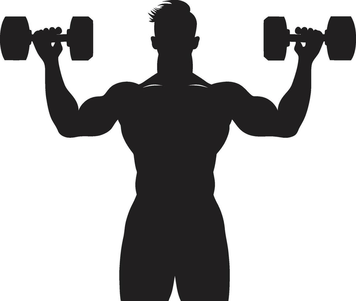 muscle mouvement haltère homme emblème aptitude forger noir faire des exercices icône vecteur