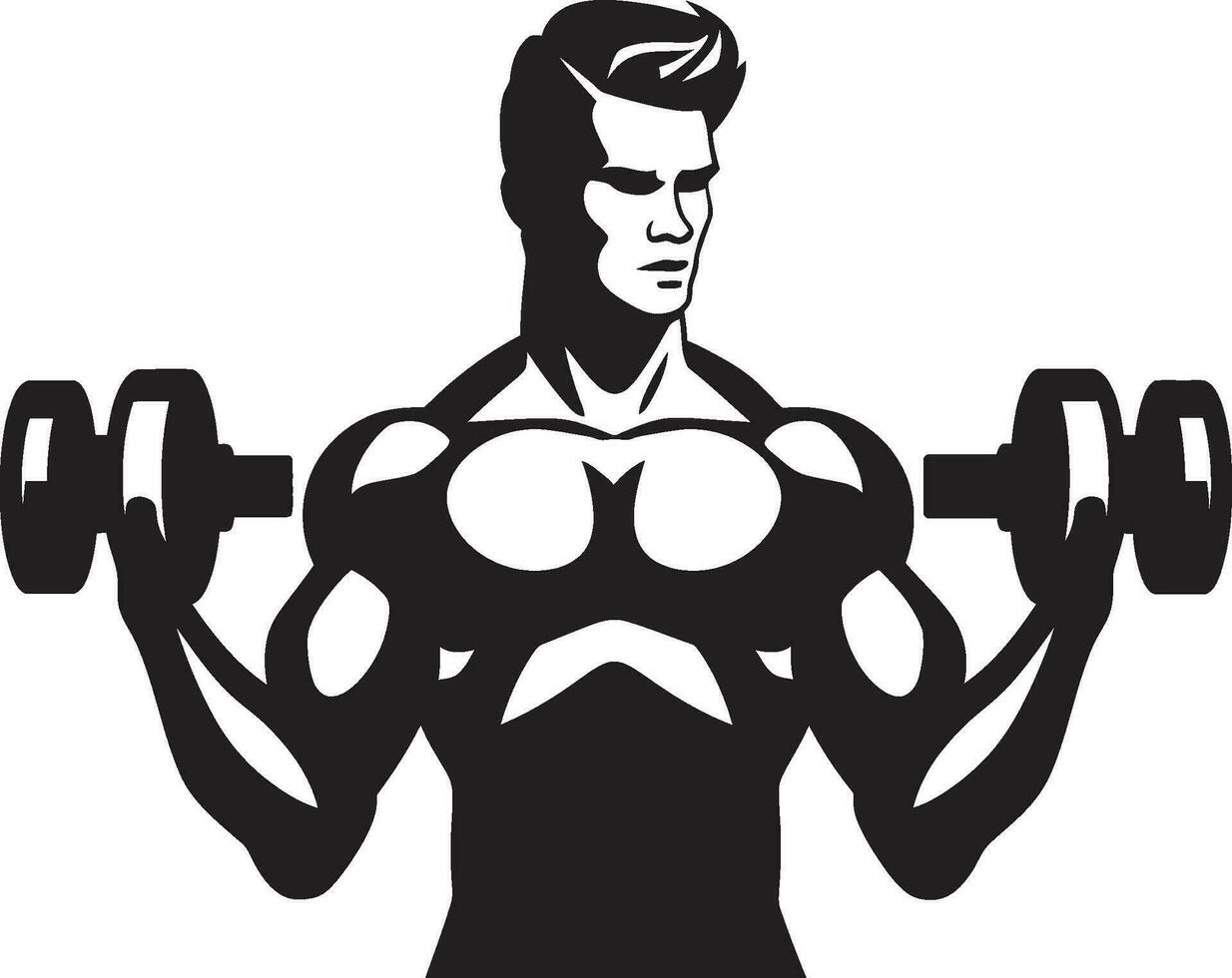 muscle mouvement haltère vecteur icône aptitude forger noir haltère emblème