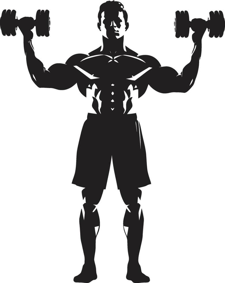muscle mouvement haltère homme vecteur icône aptitude forger noir vecteur faire des exercices emblème