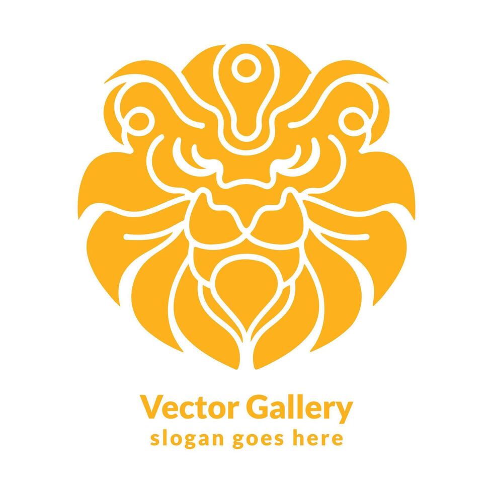 gratuit vecteur plat chinois Nouveau année Lion Danse illustration et Lion visage logo