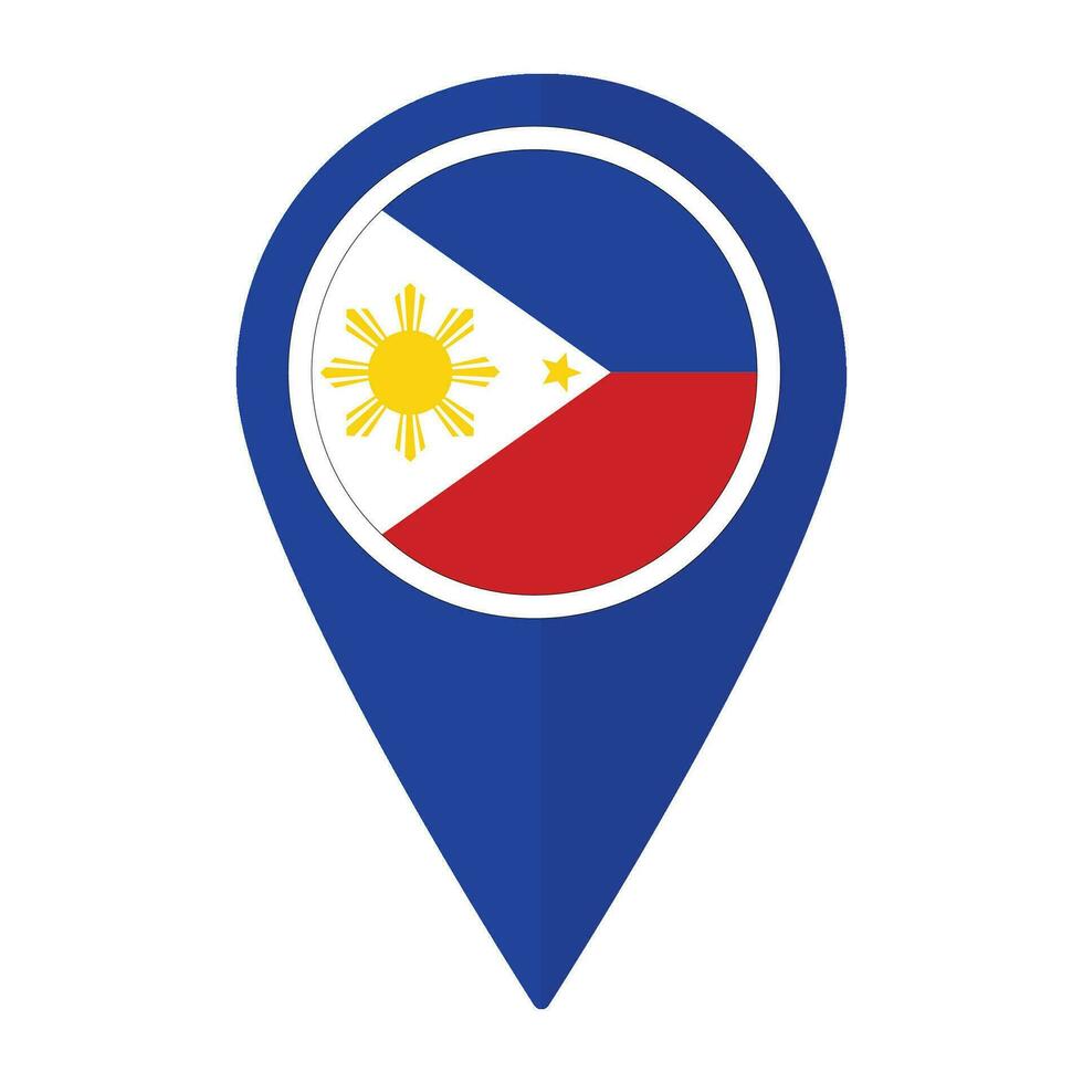 philippines drapeau sur carte localiser icône isolé. drapeau de philippines vecteur