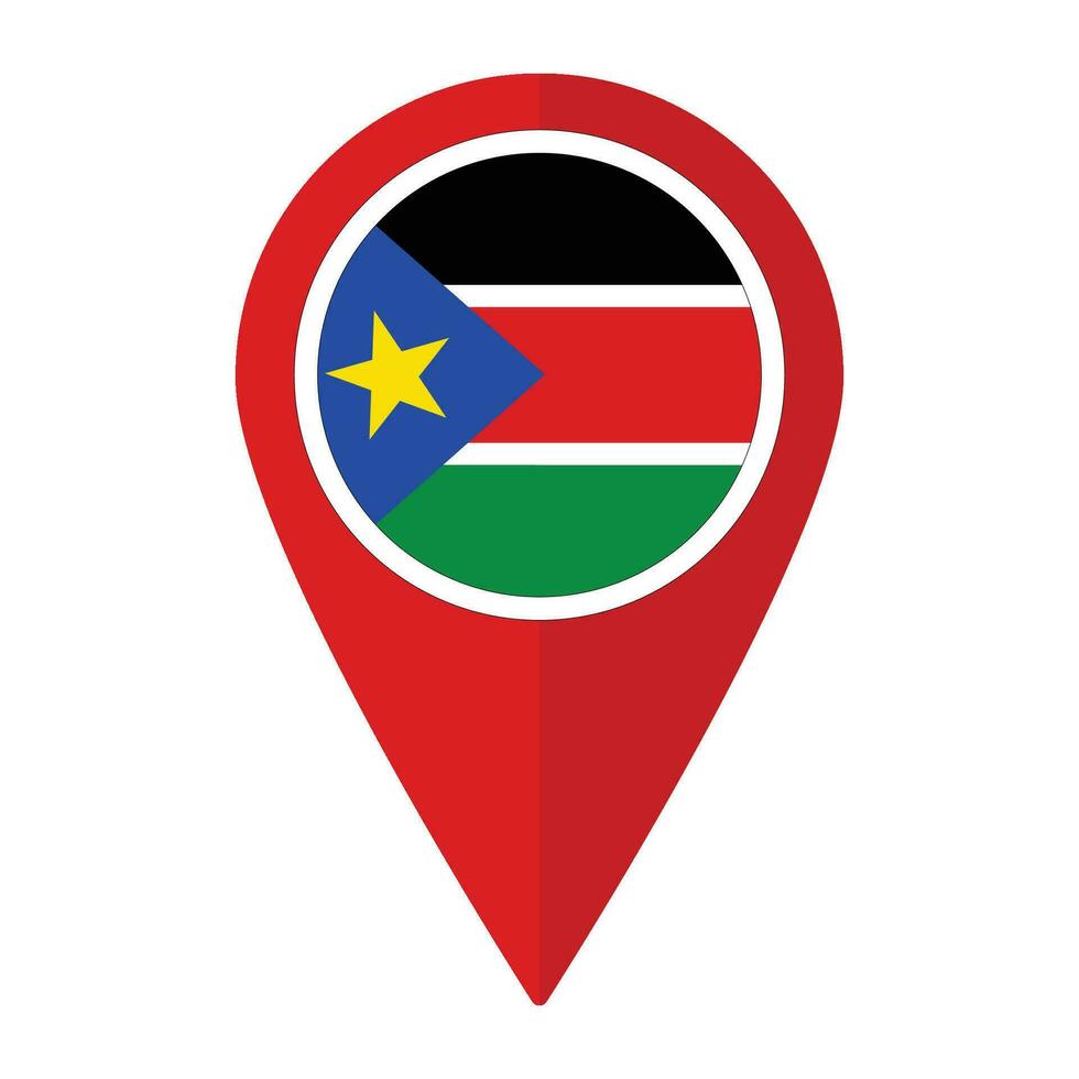 Sud Soudan drapeau sur carte localiser icône isolé. drapeau de Sud Soudan vecteur