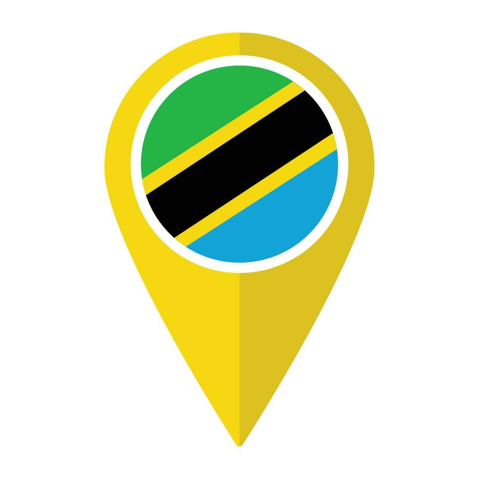 Tanzanie drapeau sur carte localiser icône isolé. drapeau de Tanzanie vecteur