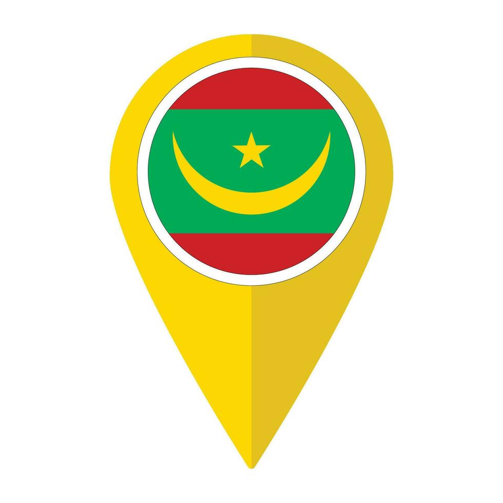 Mauritanie drapeau sur carte localiser icône isolé. drapeau de Mauritanie vecteur