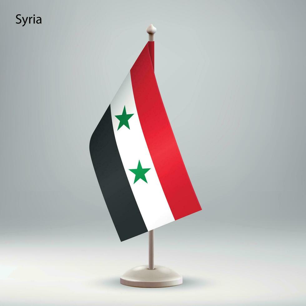 drapeau de Syrie pendaison sur une drapeau rester. vecteur
