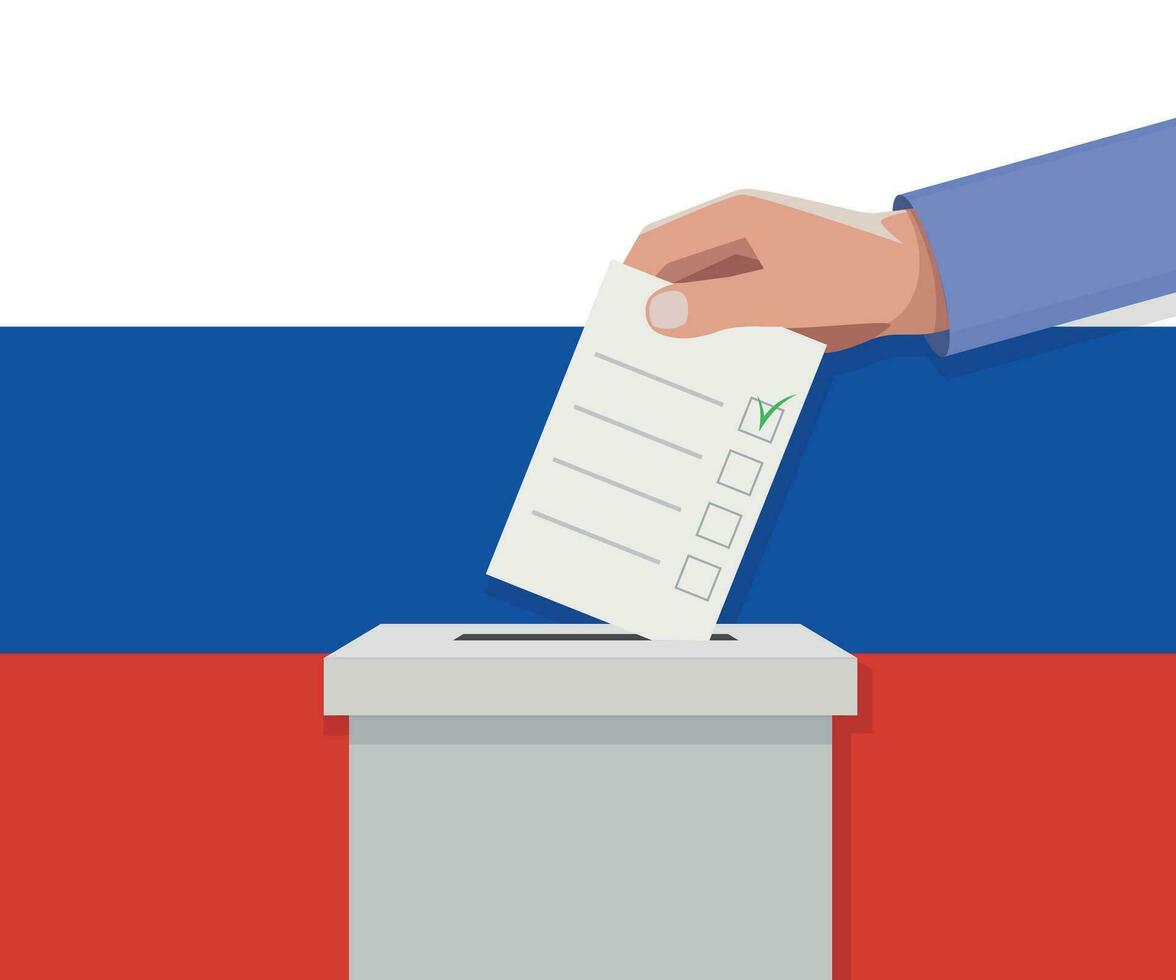 Russie élection concept. main met voter bulletin vecteur