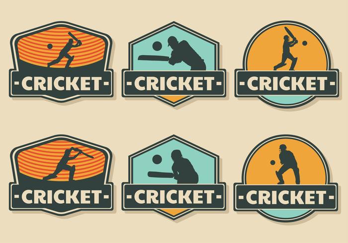 Pack Vedctor Badge Badge Joueur De Cricket vecteur