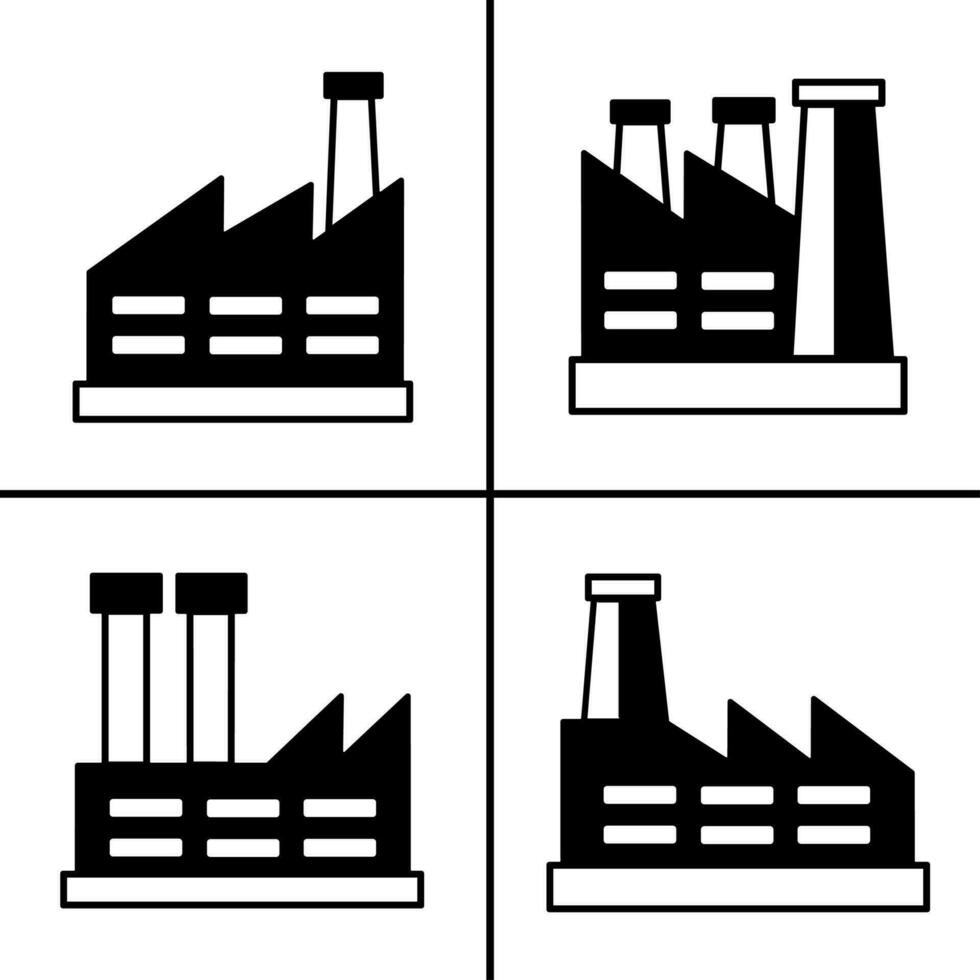 vecteur noir et blanc illustration de usine icône pour entreprise. Stock vecteur conception.