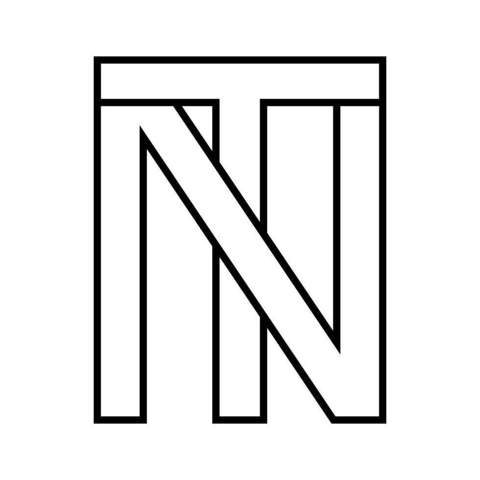 logo signe NT tn icône double des lettres logotype n t vecteur