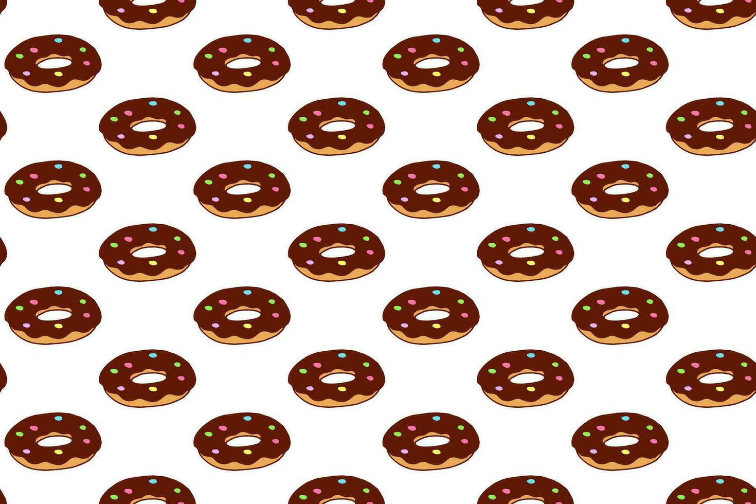 Donut sans couture modèle. sucré Chocolat Donut Contexte. mignonne coloré vecteur griffonnage fond d'écran, échantillon pour emballage papier ou en tissu