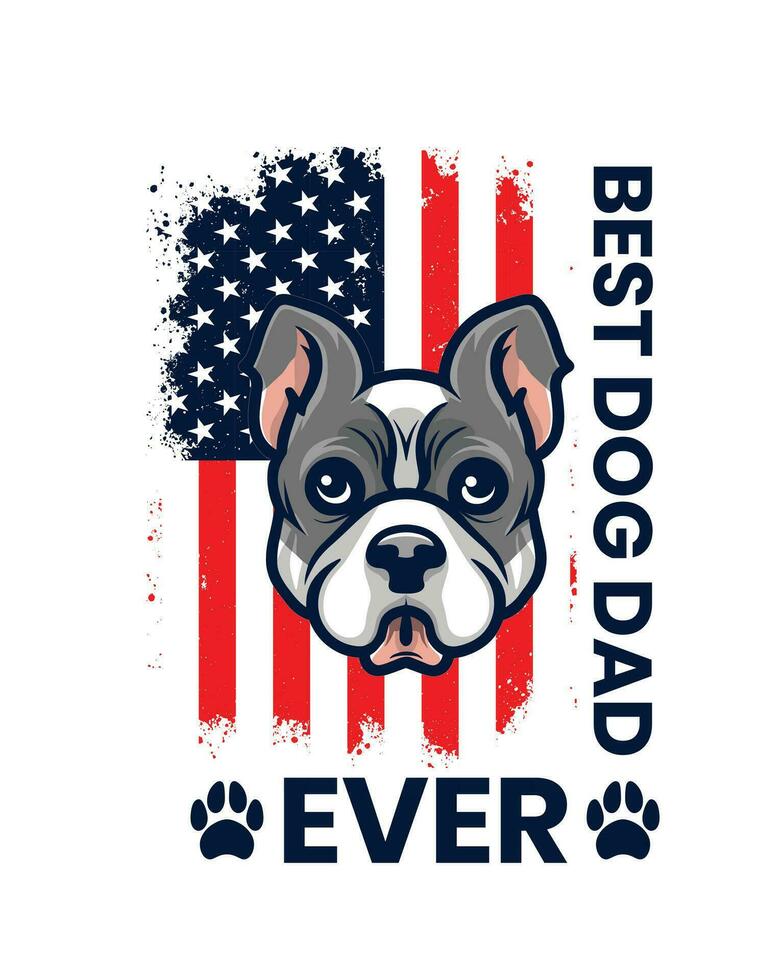 chien avec Etats-Unis drapeau, meilleur chien papa déjà vecteur