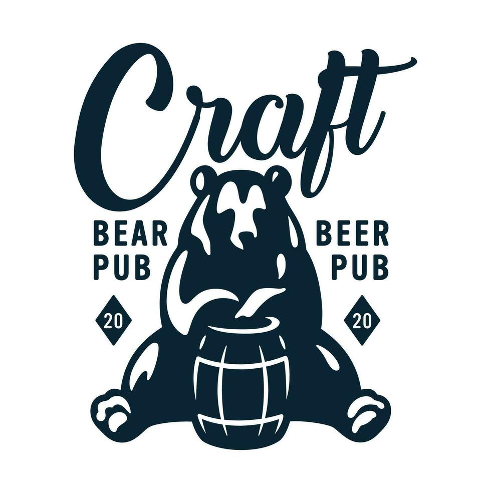 ours avec bois baril de artisanat Bière pour bar ou pab vecteur