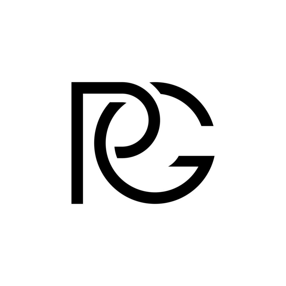 lettre pg initiale avec ligne art arrondi forme unique monogramme moderne logo vecteur