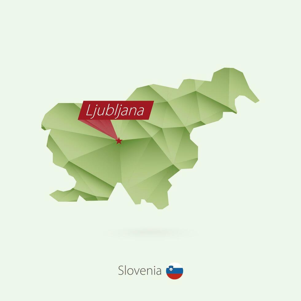 vert pente faible poly carte de slovénie avec Capitale Ljubljana vecteur