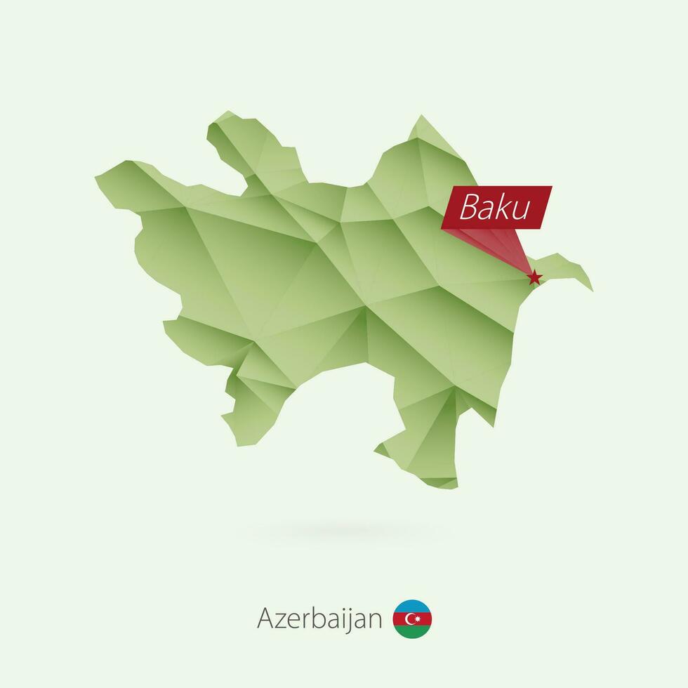 vert pente faible poly carte de Azerbaïdjan avec Capitale baku vecteur